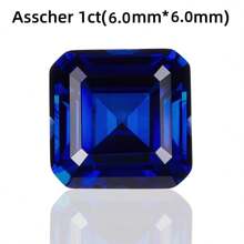 One 100% Lab Grown Sapphire Asscher Cut Gemstone For Charms Advanced Jewelry Making Materials DIY - Blue - View 11