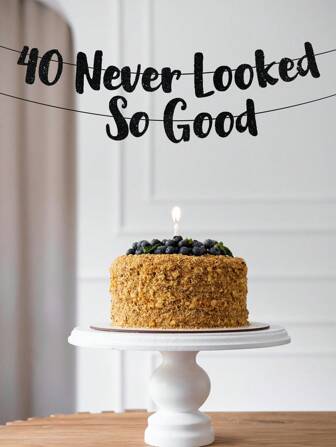 1Set, Gold/Black 30/40/50/60/70/80/90 Never Looked So Good DIY String Glitter Banner - 30th/40th/50th/60th Anniversary And Birthday Party Decorations