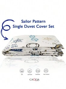 Sailor Pattern 2 Pcs Duvet Cover Set, Bedding Set, Soft And Breathable, Printed Pattern - Blue and White - View 3