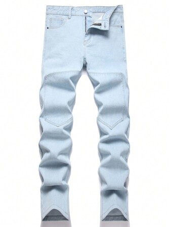Men's Fashion Creative Fake Leg Pocket Denim Jeans