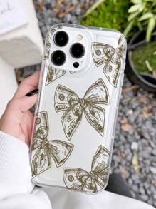 1pc Minimalist Dollar Sign & Bow Design Bubble Protective Soft Phone Case Compatible With Iphone 11/12/13/14/15/16 Pro Max - Multicolor - View 2