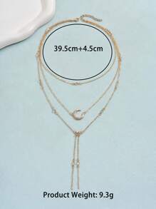 Minimalistyczny naszyjnik wielowarstwowy Cross-Border z geometrycznym wisiorkiem, uniwersalny modny naszyjnik choker dla kobiet - Złoto - Zobacz 6