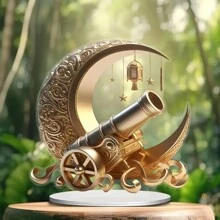 波西米亚亚克力斋月大炮捕光器带底座，19.81 厘米 - 非常适合桌面装饰和开斋节庆祝活动，是送给家人和朋友的理想礼物 - 彩色 - 查看 5