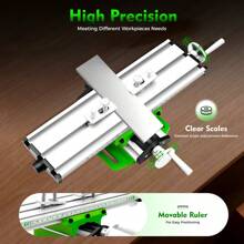 Multifunctional Milling Work Table, Adjustable Aluminum Alloy, Precision Scales, Compact And Durable, For Mini Drills, 31x9cm Work Surface, Easy Assembly - White, Green - View 2