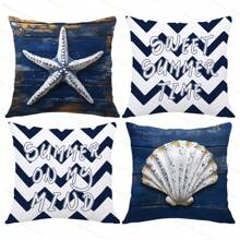 4 vỏ gối nhung ngắn in họa tiết phong cách bờ biển một mặt, kích thước 17,7*17,7in, vỏ gối thời trang, thích hợp cho phòng khách, ghế sofa, phòng ngủ, không bao gồm lõi gối - Loại A - Xem 12