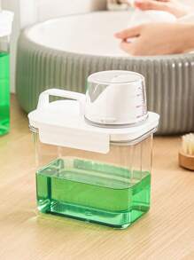 1pc Airtight Laundry Detergent Dispenser - Plastic, Clear Powder & Liquid Storage Container With Lid , Detergent Storage Box - Clear - View 5