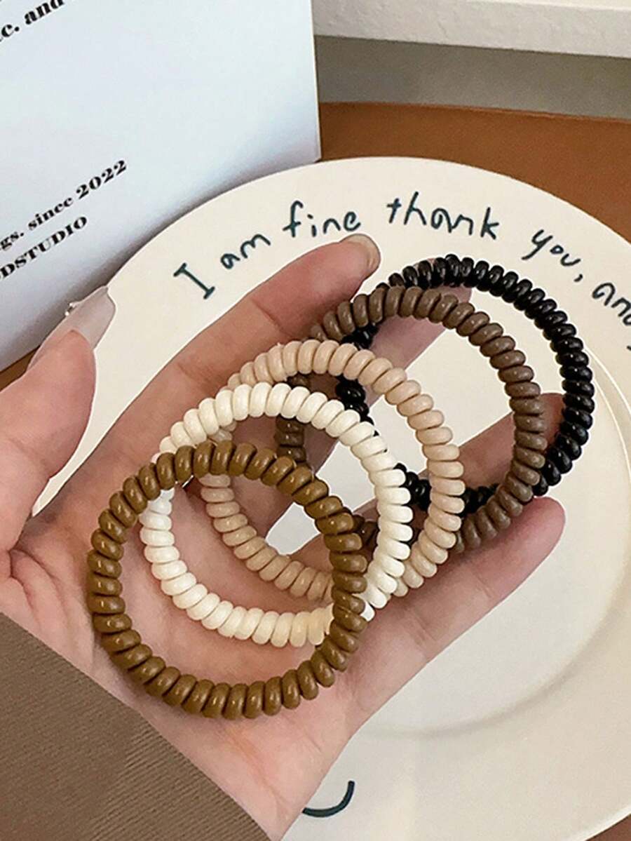 3pcs Multi-Color Spiral Hair Ties, Large & Fine Elastic Hair Ties, Women Hair Scrunchies, High Stretch Hair Ties, Minimalist Ponytail Accessories ,Gym Sport Outfit ,Ponytail Holders ,Hair Elastics ,Hair Rubber Bands ,Hair Rope