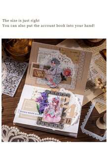 30 件复古镂空蕾丝贴纸，DIY 白色蕾丝材料贴纸，适用于剪贴簿、日记、工艺品 - 黑與白 - 查看 3