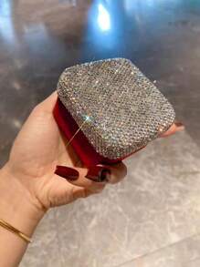 1 件奢华闪亮水钻珠宝盒、化妆垫、戒指、手镯、耳环、项链收纳盒，紧凑便携设计，适合梳妆台和旅行 - 銀色 - 查看 8