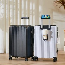 28 Inch Large Capacity Luggage Suitcase With Password, Rolling Travel Trolley Case, For Convenient Travel Bag For School School Accessories School Stuff - White - View 4