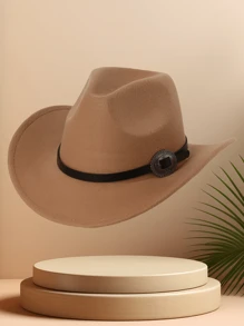 1 件男女通用纯色圆形金属扣西部牛仔帽，适合外出、旅行、休闲、派对、节日、日常使用 - 彩色 - 查看 19