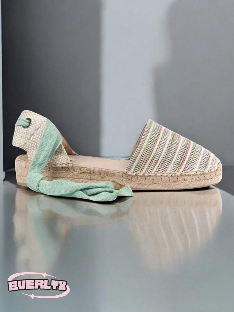 EverlyX - Beige Espadrille With Ankle Tie - Women's Fashion - Beige - View 1
