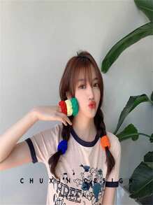 Kit 24 Scrunchies Fabric Medium Socks Women's Hair Salon Premium Gift - 彩色 - 查看 6