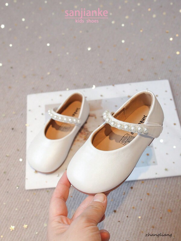 Novos Sapatos Casuais Planos Infantis com Sola Macia e Antiderrapante, Decorados com Pérolas, Uso Versátil Diário, Confortáveis e Leves Oxfords para Crianças