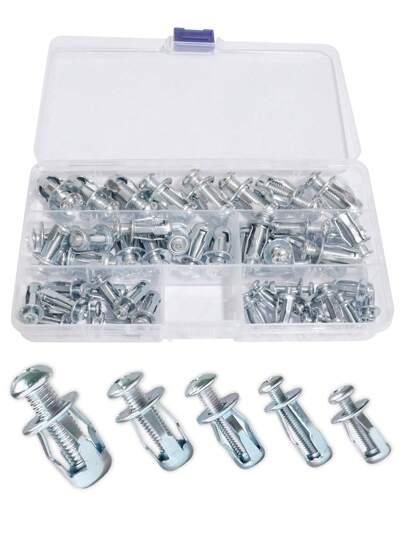 20/ 48/ 90pcs Premium Petal Nut Set - Durable Carbon Steel, Rust-Resistant, Easy Installation With Pliers For Secure Home Decor & Construction Projects On Drywall And Hollow Walls