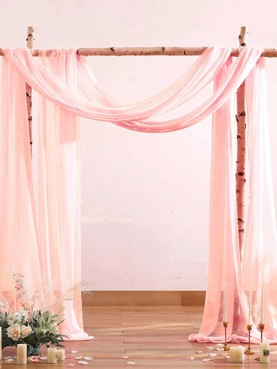 1件75*300/600厘米浅粉色薄纱窗帘，适用于婚礼、生日派对、迎婴派对、婚礼派对装饰、新娘送礼会、婚礼仪式、婚宴、家居背景、多功能婚礼拱门、楼梯、椅子装饰、情人节礼物、婚礼回礼