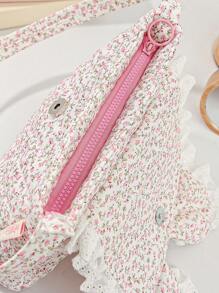 1 Piece Ditsy Floral Crossbody Shoulder Bag Minimalist Versatile Crossbody Bag Cute Shoulder Bag Quilted Shoulder Handbag Top Fla Square Bag Quilted Crossbody Purse Suitable For Women's Daily Use Such As Dating, Travel, Work, Leisure Vacation, Etc Square Flap Handbags For Teen Girls Women College Students,Rookies & White-Collar Workers Perfect For Office,College,Work ,Business,Commute,Outdoors, Travel, Outings - Pink - View 4