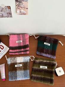 Woolen Storage Bag Small Cloth Bag Lipstick Bag Portable Cosmetic Bag Female Storage Cosmetics Drawstring Bag - Multicolor - View 1