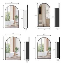 FKWin Arched Medicine Cabinet With Mirror, Aluminum Alloy Brushed Frame Bathroom Mirror With Storage, 3 Adjustable Shelves Vanity Mirror, Surface Wall Mounted, Not Recessed Home Bathroom Decor Summer Makeup Organizer Bathroom Accessories Back To School - Black - View 3