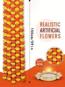 1pc Marigold Garland For Artificial Marigold Flowers For Christmas, Party Wreath, Artificial Flower Wreath, Wedding Decoration, Festival Decor, Spring Shrub Floral, Halloween/Thanksgiving/Fall Decoration Rama Decoration, Valentine's Day, Gift Home Decor Halloween Decor Room Decor - Multicolor - View 3