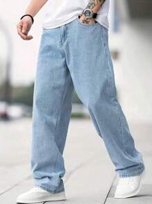 Men's Fashionable Retro Loose Straight Leg Jeans