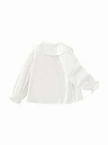 Balabala Young Girls' Shirt, Classic White Long-Sleeve Top - Original White - View 2