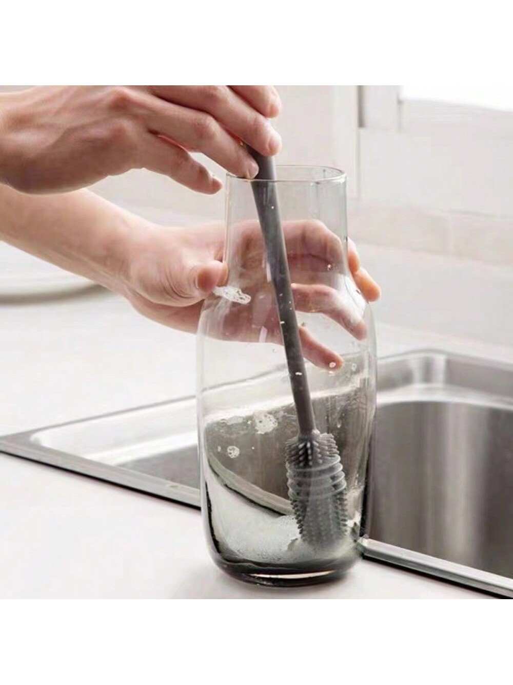 قطعة واحدة من فرشاة تنظيف الزجاجات الطويلة المقبض...