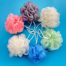 4件套可爱纯色沐浴海绵、沐浴球、沐浴花、丝瓜络、海绵浴球，约20克/个，颜色随机