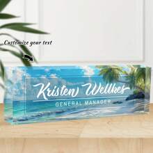 1个个性化办公室铭牌 - 27种款式，可定制办公桌铭牌，办公桌装饰礼品，男女皆宜，亚克力办公桌铭牌，适用于教师、同事、员工、老板（夏日海风），圣诞礼品用品 - 彩色 - 查看 1