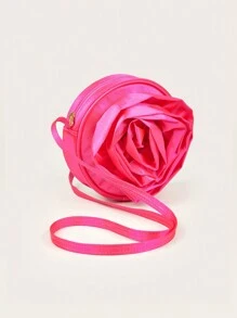 1pc Rose Flower Round Coin Purse, Mini Crossbody Shoulder Bag, Unique Design For - Crossbody Bags - View 3