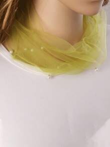 1pc Faux Pearl Decor Multi-Functional Neck Scarf (Faux Pearl Placement Is Random) Valentines
