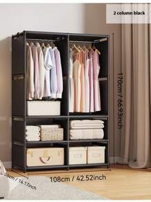 1pc Portable Wardrobe Closet, Sturdy & Dustproof Clothing Rack For Home Bedroom, Rental House, Dorm, Organizer Storage Bedroom, Organizer, Home Storage, For White T-Shirt Women, Black Pants Women, Ladies Winter Clothes, Dress, Winter Clothes For Ladies, Elegant Woman Dresses, White Shirt For Ladies, Long Sleeve, White Jumpsuit For Women, Spring Dresses For Women, Spring Outfits For Women, Spring, Spring Clothes, Minimalist, Summer Tops Storage