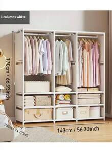 1pc Portable Wardrobe Closet, Sturdy & Dustproof Clothing Rack For Home Bedroom, Rental House, Dorm, Organizer Storage Bedroom, Organizer, Home Storage, For White T-Shirt Women, Black Pants Women, Ladies Winter Clothes, Dress, Winter Clothes For Ladies, Elegant Woman Dresses, White Shirt For Ladies, Long Sleeve, White Jumpsuit For Women, Spring Dresses For Women, Spring Outfits For Women, Spring, Spring Clothes, Minimalist, Summer Tops Storage