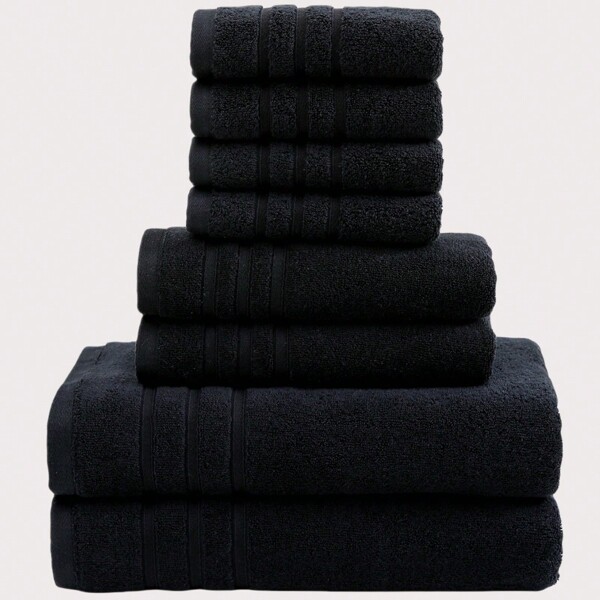 1 pièce Ensemble de serviette de bain, serviette de visage, serviette de main / Ensemble de 3 pièces (serviette de bain + serviette de visage + serviette de main) plus épais, super absorbant, doux, peau-friendly, sans peluches, avec bord satin rayé. Idéal pour le bain, le séchage des cheveux, le nettoyage du visage, le spa, la natation, la salle de gym, le démaquillage, les essentiels de salle de bain