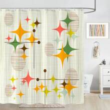 1pc Mid Century Shower Curtain Retro Stars Shower Curtains For Bathroom Vintage Boho Art Waterproof Bath Curtain Decor