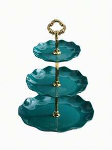 Bandeja de 3 niveles para postres, plato de frutas, taza de papel, soporte de plástico blanco para cupcakes, postres, frutas, caramelos, buffet - Multicolor - Ver 2