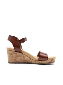 Women's Open Wedge Sandals  Platform Open Design Buckle Ankle Strap Comfort Wood Grain Bottom Single Strap Summer Shoes - Brown - View 5