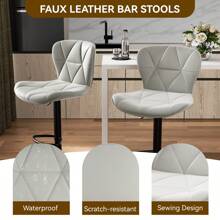 Nalupatio Bar Stools Set Of 2, Modern Upholstered Swivel Bar Stools, Adjustable Counter Height With Backrest And Footrest, Counter Height Bar Stools For Bars, Kitchens, Restaurants - 淺灰 - 查看 7