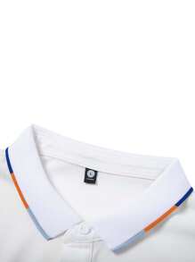 Men's Casual Spades Printed Polo Shirt, Stand Collar Short Sleeve Business Fashion Design, Suitable For Summer Outings, Office, Gathering, Party - White - View 3