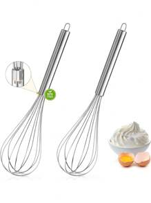 3 Packs Stainless Steel Whisk For Cooking, Thick Wire Wisk & Strong Handles, Egg Frother For Cooking, Blending, Whisking, Beating And Stirring - Multicolor - View 15