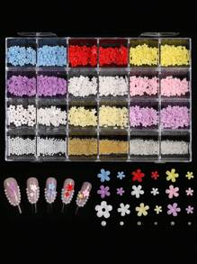 240pcs Mixed Color Flower Nail Ornaments, Resin Three-Dimensional Nail Ornaments, Suitable For Nail Art Accessories Used