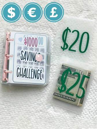 1000 Savings Challenge Binder And Men Couple's Envelope Savings Challenge Binder Reusable Mini Budget Book With Cash Envelopes Saving Book Mini Wallets Travel Essentials For Home Office Back To School Gift For Boy And Girls For Women Wallet Purse Wallet Small Wallet