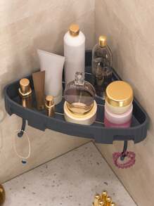 1pc Bathroom Shower Caddy, Wall Mounted No-Drill Triangle Storage Rack, Thickened ABS Toilet Corner Shelf, Bathroom Accessories, Home Organization And Storage Supplies