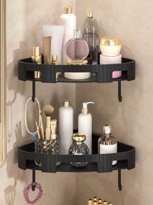 1pc Bathroom Shower Caddy, Wall Mounted No-Drill Triangle Storage Rack, Thickened ABS Toilet Corner Shelf, Bathroom Accessories, Home Organization And Storage Supplies