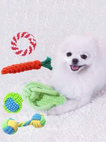 5 件耐咬狗咀嚼玩具，用于清洁牙齿和缓解焦虑的绳球 - 互动牙科绳结，适合小型/中型犬的训练玩具，小狗咀嚼礼物（宠物咀嚼棒，宠物牙齿健康） - 彩色 - 查看 2