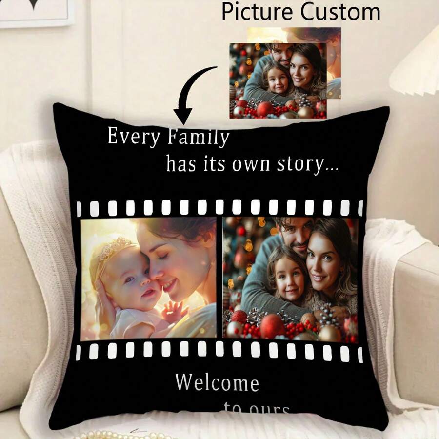 1 个定制个人照片枕套，送给家人、母亲节、情人节、父亲节、感恩节、教师节的纪念礼物，单面印花靠垫套，适合作为送给朋友和自己的礼物 - 白色 - 查看 1