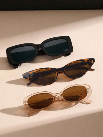 1 件/3 件欧美复古方框时尚眼镜，时尚独特的三角形眼镜