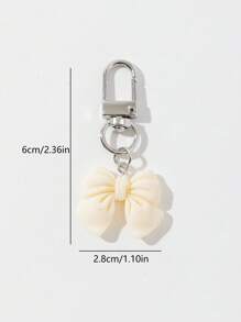 Cute Bow Bag Charm Accessory - Beige - View 3