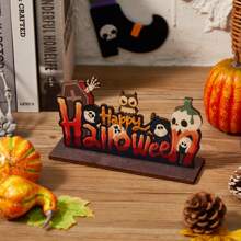 Halloween Table Wooden Sign Tiered Tray Decorations Desk Centerpieces For Home Indoor Outdoor Party Decor - Orange - View 5