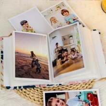 1 件 4D 布质 6 英寸 100 页相册，带有可爱的小红心、透明塑料保护套、儿童/婴儿记忆相册、返校、学校用品